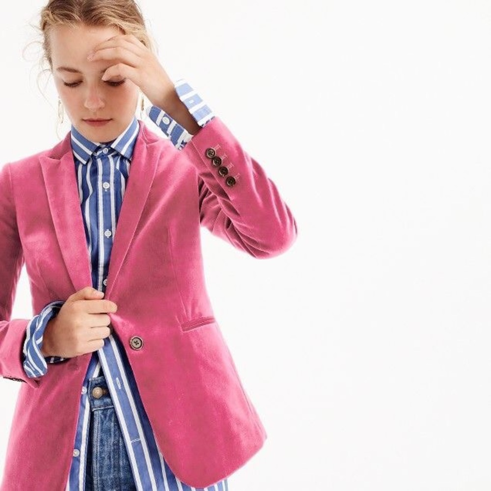 Pink velvet blazer